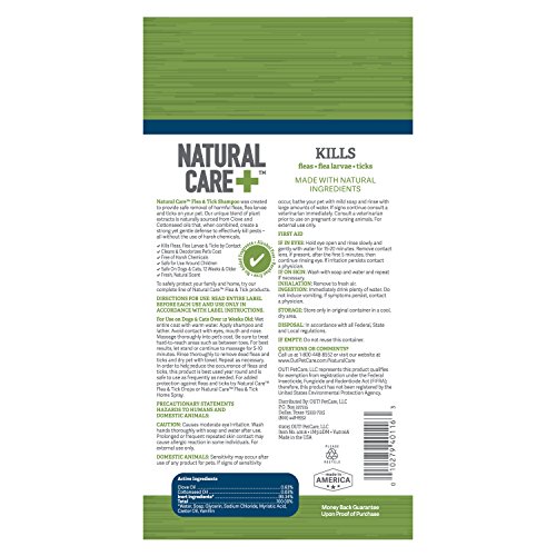 Natural Care Flea and Tick Dog Shampoo - Flea & Tick Treatment for Dogs - Flea & Tick Killer with Certified Natural Oils - 12 Fluid Ounces