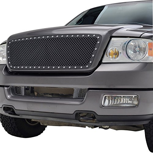 E-Autogrille 04-08 Ford F-150 Front Main Upper Rivet Black Powder Coated Replacement Stainless Steel Mesh Grille Insert (46-0724)