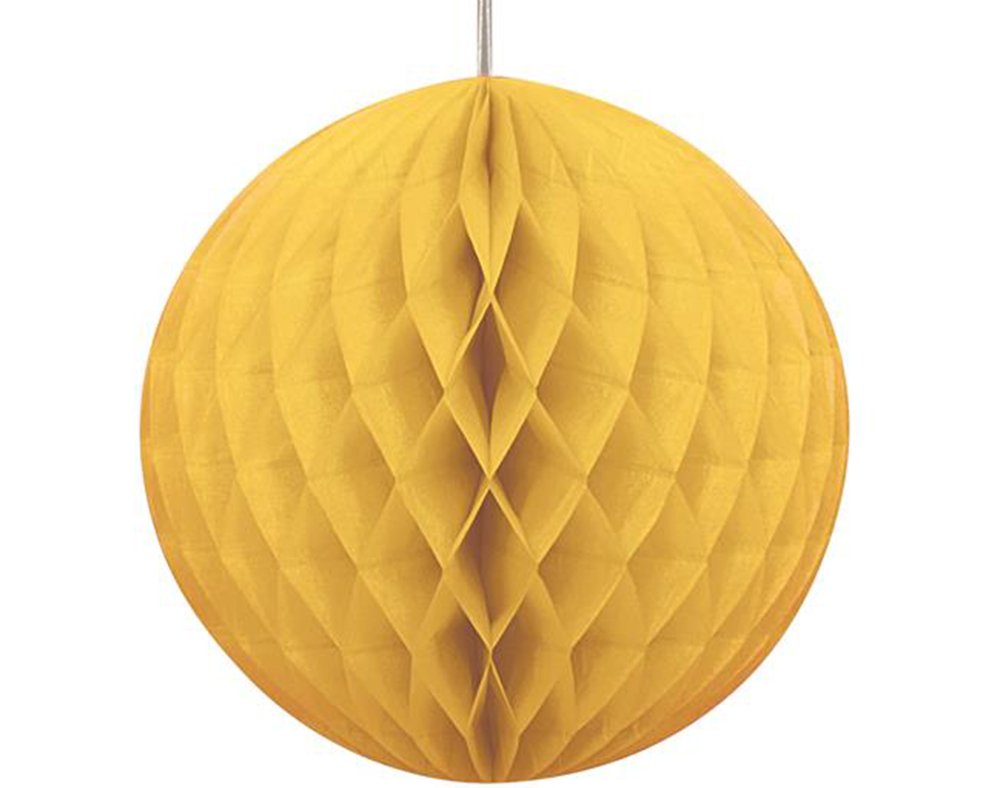 Solid Sunflower Yellow Paper Honeycomb Ball (20cm) 1 Piece - Hanging Decoration, Versatile & Elegant Party Decor