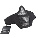 OneTigris 6" Foldable Half Face Mesh Mask Military Style Comfortable Adjustable Tactical Lower Face Protective Mask (Black)