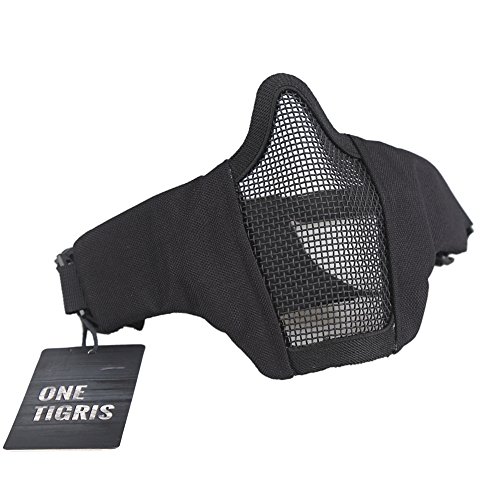 OneTigris 6" Foldable Half Face Mesh Mask Military Style Comfortable Adjustable Tactical Lower Face Protective Mask (Black)
