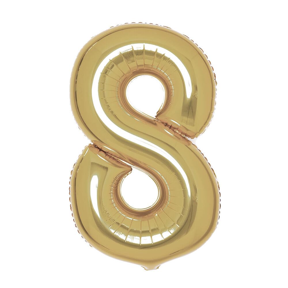 Amscan 9915186 Large Number White Gold 8