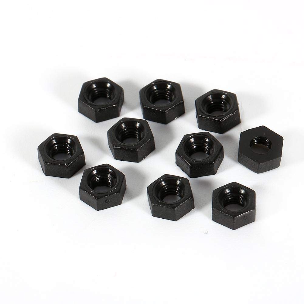 Regun 100pcs Black Nylon M3 Nuts, Hex Head, External Hex Drive, ISO Metric, Fine Pitch, Commercial/Industrial Grade