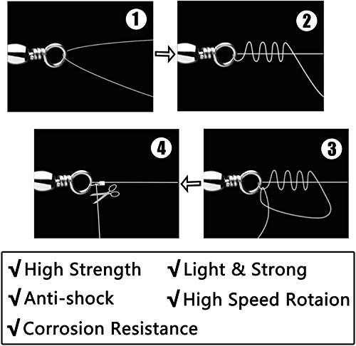 OROOTL Wirbel Angeln Snap 100Stk Barrel Angelwirbel mit Sicherheit Interlock Snaps Link hohe Festigkeit Salzwasser Angelzubehör Angelgerät Köder Line Connector – Bild 5