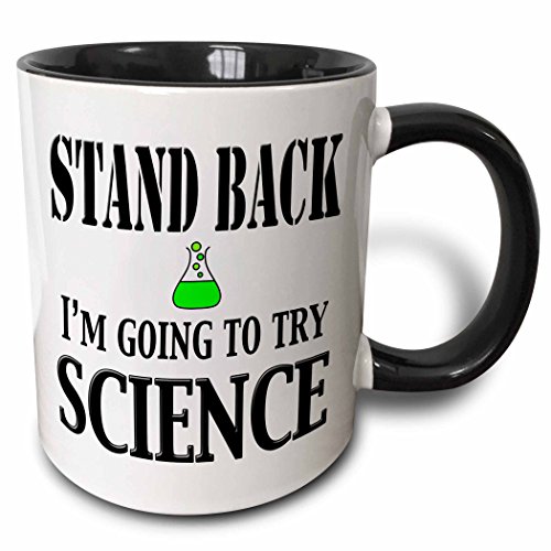 3dRose Stand Back I’M Going To Try Science Two Tone Mug, 11 oz, Black