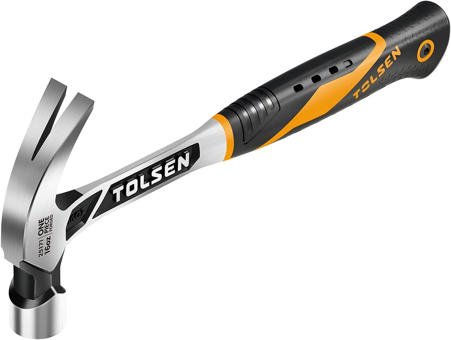 Tolsen One Piece Forged Claw Hammer Patented Grip Vibration Reduction 16Oz/450g