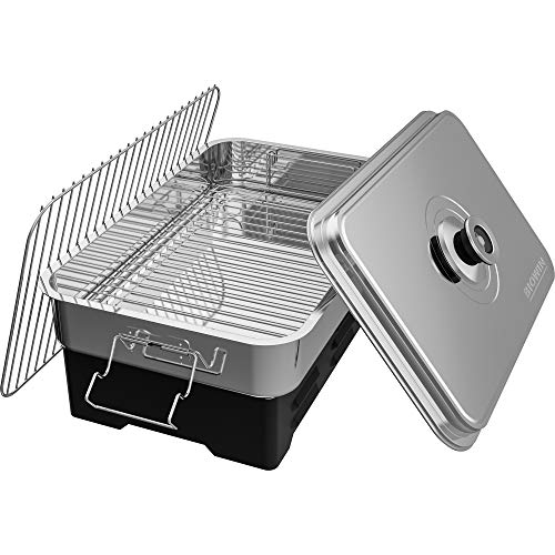 BROWIN® Edelstahl Tischräucher-Set mit Thermometer 330010 |inkl. Holzhackschnitzel | Tischräucherofen | Fisch & mehr Grillen und Räuchern | Camping-Zubehör – Bild 3