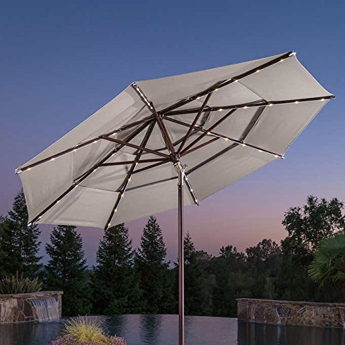 ProShade Outdoor Patio Sunbrella 11' LED Rechargeable Solar Aluminum