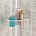 mDesign Bathroom Shower Storage Tension Caddy for Organizing and Containing Soap, Shampoo, Conditioner, Body Wash, Lotion, Wash Cloths, Razors, Foot Scrubbers, Loofahs, Pumice Stones – Pearl White
