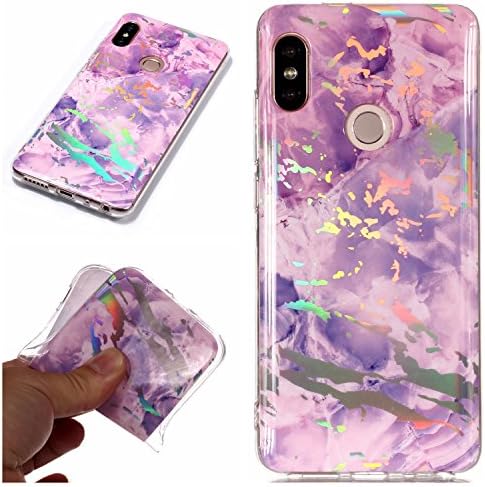 Xiaomi Redmi Note5 Pro Case,AIIYG DS Electroplating Marble Pattern Soft TPU Case for Xiaomi Redmi Note5 Pro Case (Purple)