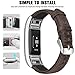 SKYLET Compatible with Fitbit Charge 2 Bands Leather, Retro Genuine Leather Classic Replacement Wristband Compatible with Fitbit Charge 2 with Metal Connector Men Women Small Large