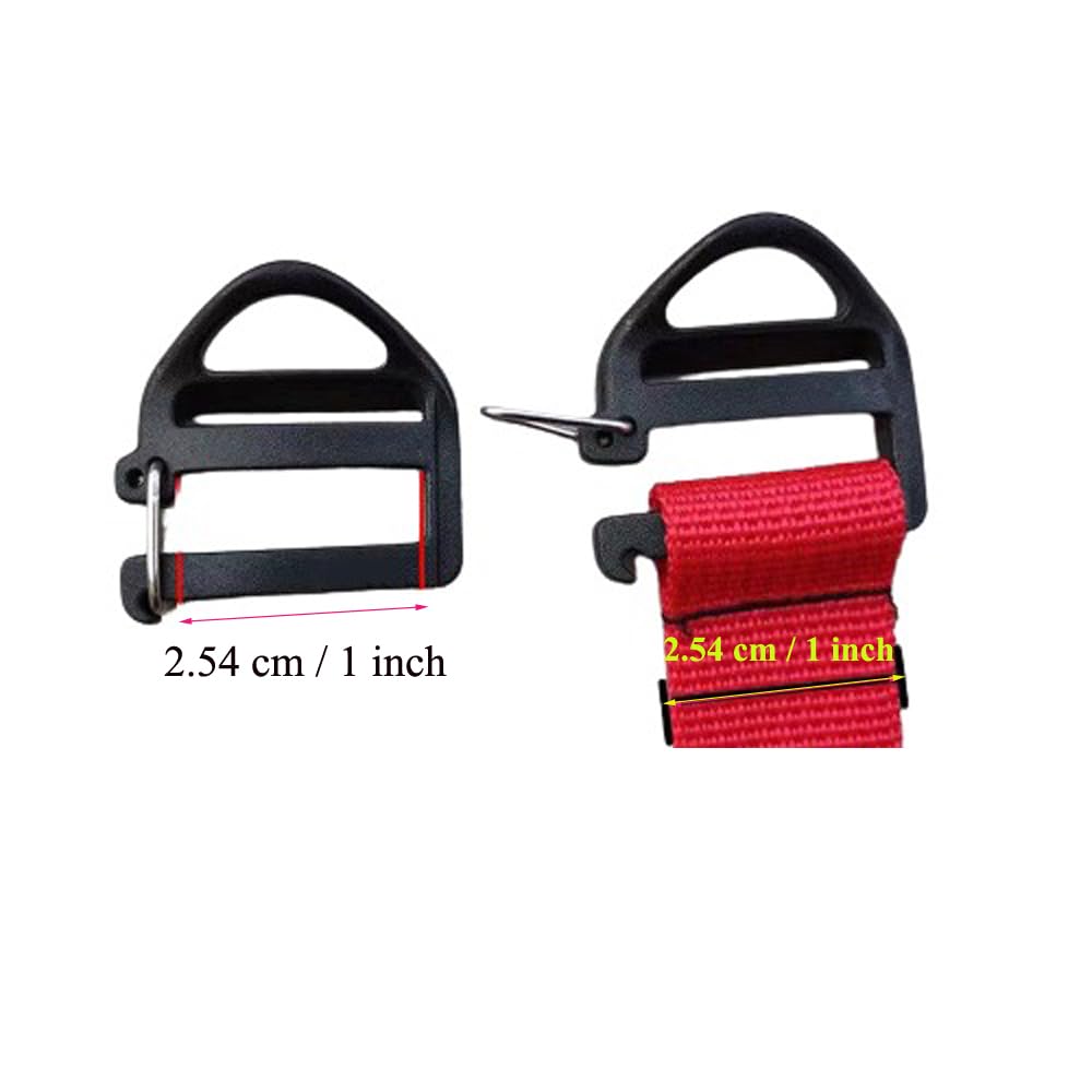8 Pack Webbing Hook Clip 25mm 1'' Strap Belt Buckle with Open Lock End Clasp Connector Slide Buckles Ladder Slider Replacement for Backpack Bag Molle Sewn Loop Hiking