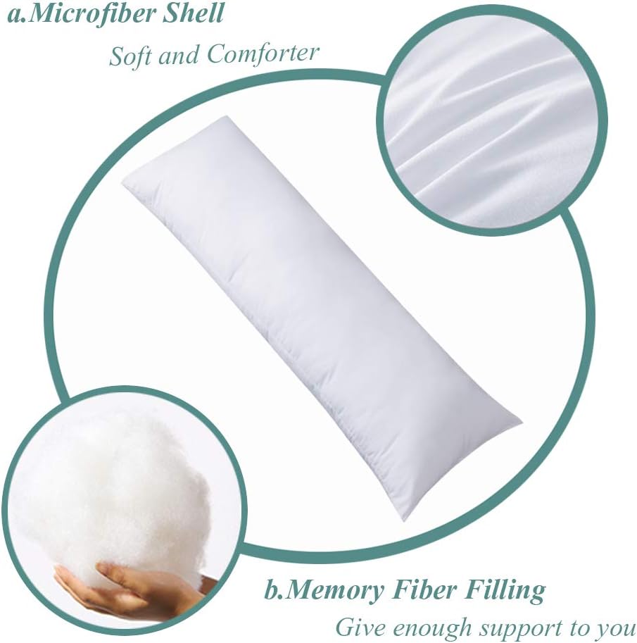 Cosybay Ultra Soft Large Body Pillow Insert – Long Sleeping Breathable Bed Pillow – Memory Fiber Full Body Pillow Insert -20×54 Inch: Home & Kitchen