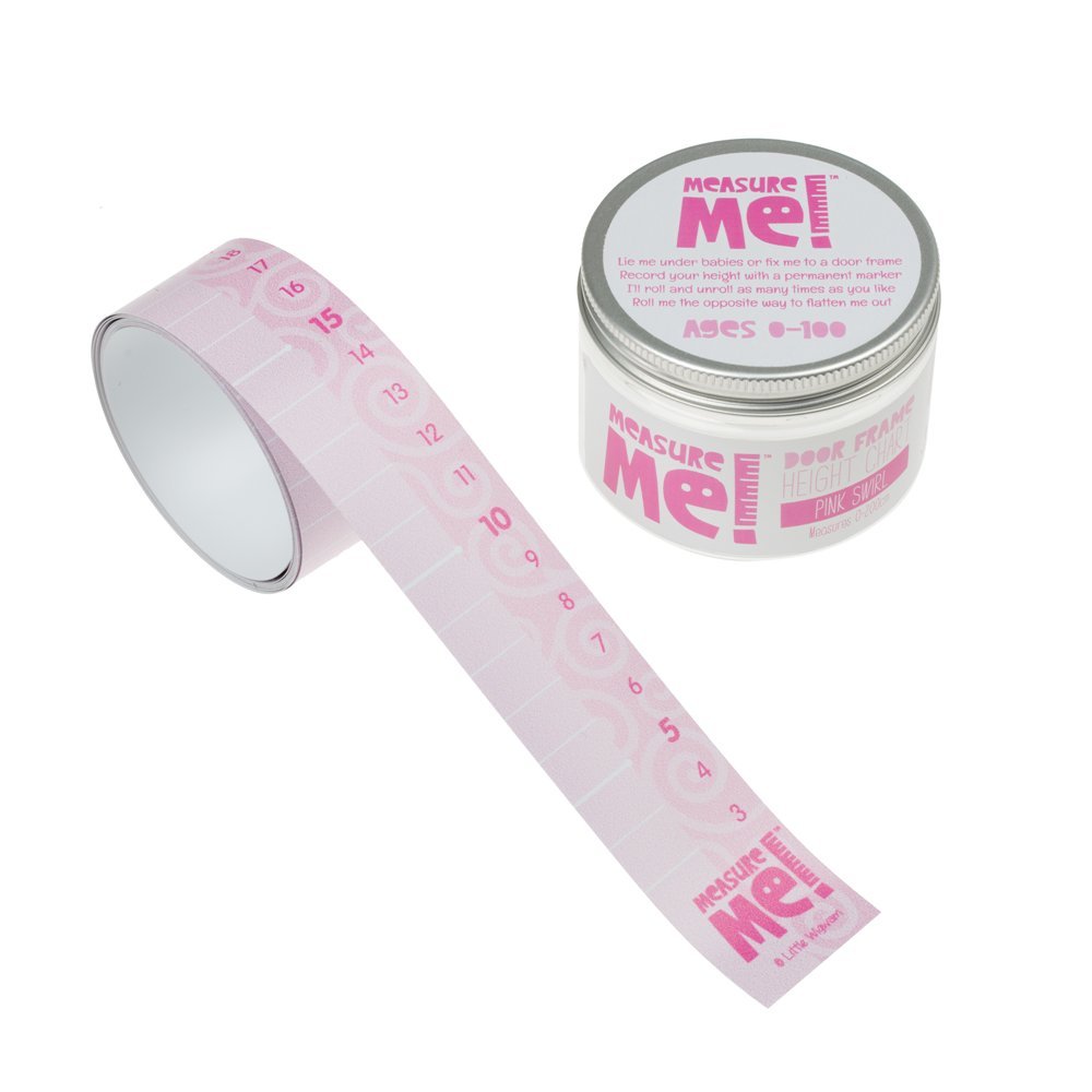Measure Me! Roll-up Door Frame Height Chart for Children - Pink Swirl