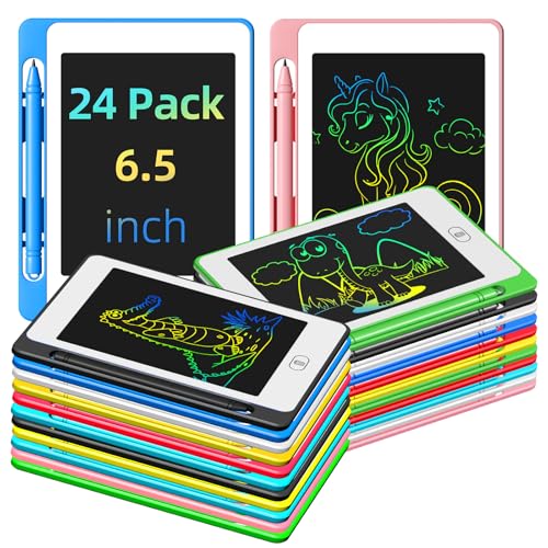 24 Pack LCD Writing Tablet for Kids, 6.5 Inch Colorful Doodle Board