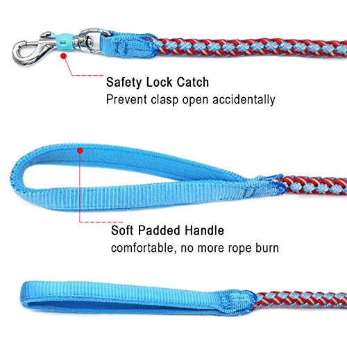 Mycicy Mountain Climbing Rope Dog Leash - 6 foot Reflective Nylon Braided Heavy Duty Dog Training Leash for Large and Medium Dogs Walking Lead (red)