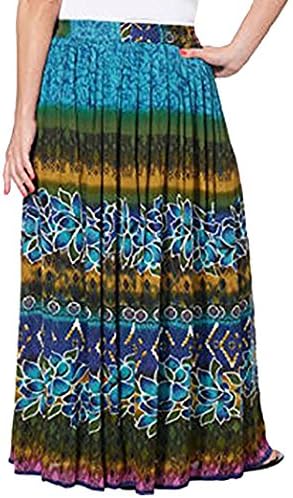 Chaudry Ladies Pull-on Skirt-Blue Floral, Medium