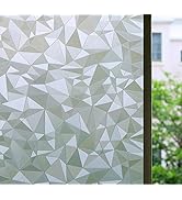 Bloss Privacy Window Film,3D Diamond Decorative Windows Cling Stained Glass Film Non Adhesive for...