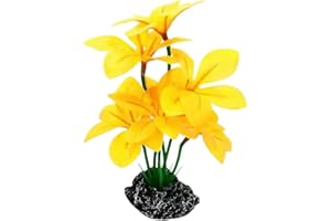 JGbaby Artificial Aquarium Plants,Fish Tank Decorations Betta Leaf Hammock 7in Realistic Silk & Plastic Plants, Hideout Decor for Betta. Goldfish,Reptiles,Small Tanks (Yellow Type-A)