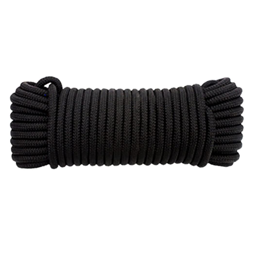 64FT(20M) Nylon Rope Nylon Cord Thick Heavy Duty Hanging Cord String，Black Rope Solid Nylon Line, Black Flagline String Cord, All Purpose Tie-Down Ropes for Camping Outdoor Garden (Black, 10MM)
