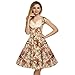 ACEVOG Women's 1950s V Neck Vintage Cut Out Retro Party Cocktail Swing Dress, X-Large, Apricot