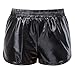 Kate Kasin Women's Elastic Waist Metallic Shorts Shiny Rave Pants Sparkly Yoga Hot Shorts