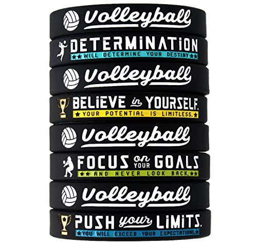 12-Pack-Volleyball-Bracelets-with-Motivational-Sports-Quotes-Wholesale-Pack-of-12-Silicone-Rubber-Wristbands-for-Bulk-Volleyball-Team-Gifts-and-Party-Favors-Unisex-for-Boys-Girls-Men-Women