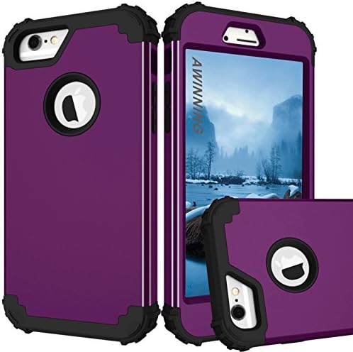 iPhone 6 Case, iPhone 6s Case, Awinning [Hard PC + Soft Silicone] Hybrid Heavy Duty Shockproof Full-Body Protective Case for iPhone 6 6s 4.7inch - Deep purple