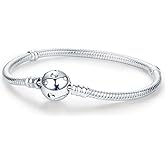 KEQ 925 Sterling Silver Charm Bracelet for Pandora Charms Snake Chain Bracelet Fit Any Charm Gift for Women