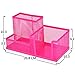 Homecube Space Saving Mesh Office Supplies Desk Organizers/ Pen Holder 3 Sorter Sections Hot Pink