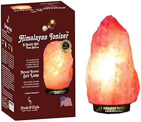 HIMALAYAN IONIZER - HAND CARVED HIMALAYAN SALT LAMP 10-11 INCH 13-15 LBS 6 FEET UL LISTED DIMMABLE CONTROL CORD – UNIQUE CLEAR CRYSTAL SHAPE WITH ORANGE PINK COLOR -AIR PURIFIER AND NEGATIVE IONIZER