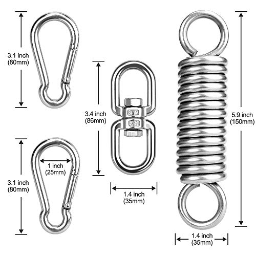 Kwithan Ultra Strong Hammock Chair Hanging Kit 600 LB Capacity Hammock Hooks Heavy Duty Stainless Steel Suspension with 2 Spring Snap Hook Carabiner -Standing Swings Hammocks Hanging Chairs