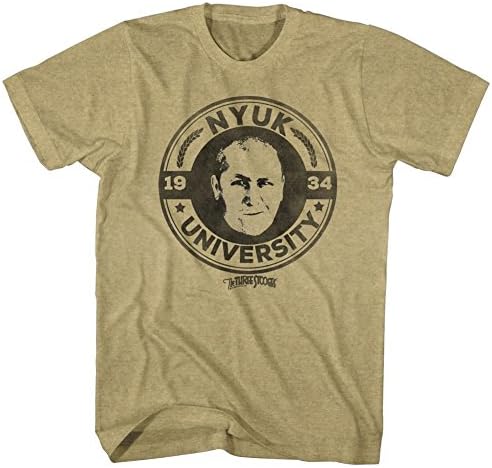 The Three Stooges - Mens Nyuk University T-Shirt, Size: X-Large, Color: Khaki Heather