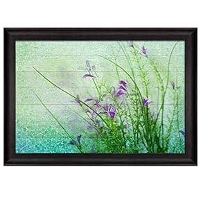 Small Purple Flowers with Blue and Green Circles...