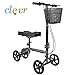 Clevr Foldable Medical Steerable Knee Walker Scooter, Crutch Alternative Silver, W/ Deluxe Brake System & Basket