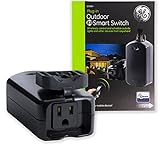 GE Z-Wave Wireless Smart Lighting Control Outdoor Module, On/Off, Plug-In, Black, Hub Required, 12720, Works with Alexa