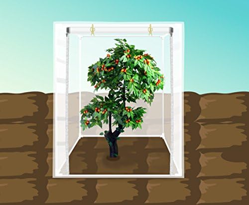 Agfabric Plant Cover Warm Worth Frost Blanket - 1.5 oz Fabric of 40''x40''x50'' Shrub Jacket, 3D Cuboid Plant Cover with Frame & Zipper for Season Extension&Frost Protection