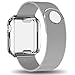 AdMaster Compatible for Apple Watch Band 42mm, Stainless Steel Mesh Milanese Sport Wristband Loop with Apple Watch Screen Protector Compatible for iWatch Series 1/2/3 Silver