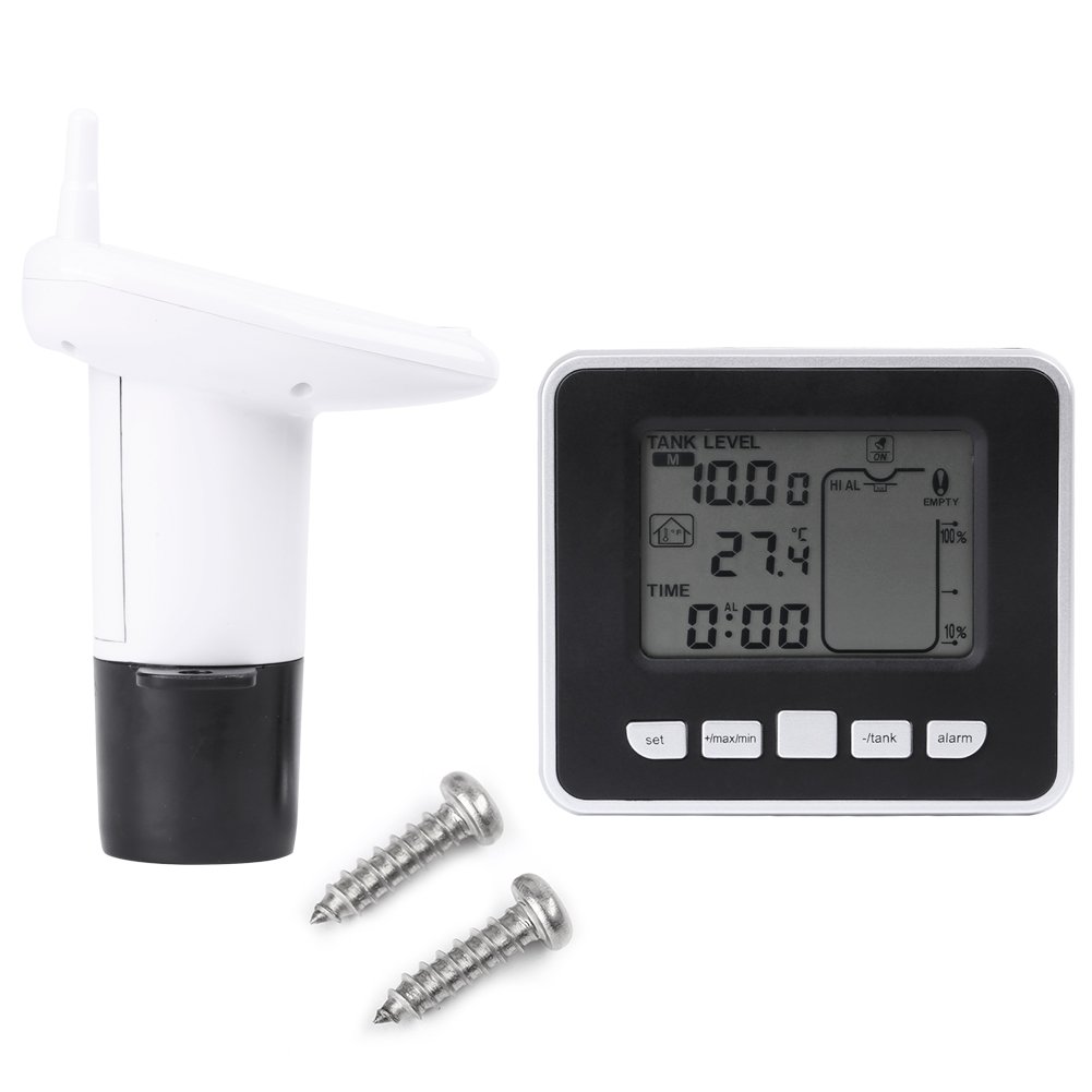 Liquid Level Meter, Oil Tank Level Monitor, Ultrasonic Water Tank Liquid Depth Water Level Sensor Transmitter with Temperature Display, with 3.3 Inch LCD Display