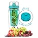 Acquablend Premium 32oz Jumbo Fruit Infuser Water Bottle Includes Additional Push-Pull Lid. Create Your Own Naturally Flavored Fruit Infused Water, Juice, Iced Tea & Sparkling Beverages (Aqua)