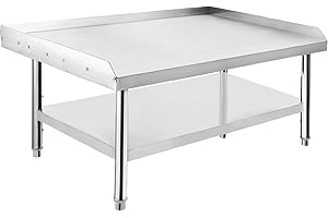 GarveeTech Stainless Steel 60x30x24 in Equipment Grill Stand Table, 1000 LBS Top Shelf, 220 LBS Bottom Shelf, Adjustable Legs, 2 in Edge Baffle, for Hotel, Home, Commercial Restaurant Kitchen