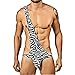 TIAOBU Mens Stretchy Zebra Striped Lingerie Thong Mankini Bodysuit Underwear