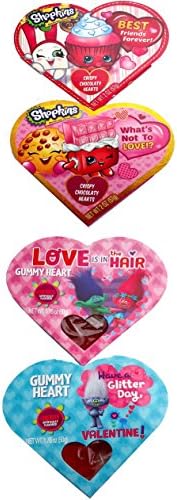Valentine Crispy Chocolaty Hearts &amp; Gummy Hearts Featuring Trolls &amp; Shopkins
