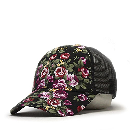 thumbnail image 2 of Floral Hawaiian Cotton Snapback Cap - Adjustable Baseball Hat With Cotton Front & Mesh Back 2 of 11