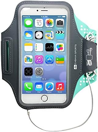 Best Selling Cellphone Armband On Amazon! Cabana Sports i6 Adventure Wallet. Fits Iphone 6, 6+, 6s, 6s+,7, 7+. Samsung and similar Devices. Bundled Screen Protection. (Charcoal/Mint)