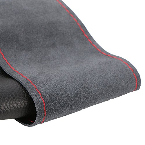 O SHI CAR Buttermilk Skin Steering Wheel Cover Universal, Classical DIY Soft Sew Car Steering-wheel Case With Needle And Thread For Diameter 14.5-15.3 Inch Red - Thumbnail 5