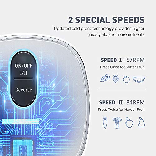 IKICH Slow Juicer 2Speed Slow Masticating Juicer Easy to Clean, High