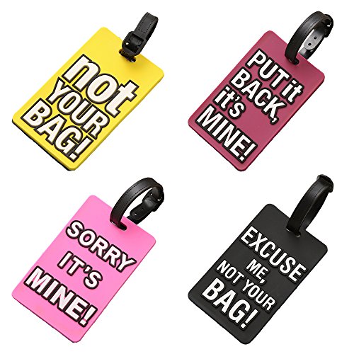 EnjoyCool Travel Luggage Tag Suitcase Tags,ID Tags Business Card Holder,PVC Set of 4