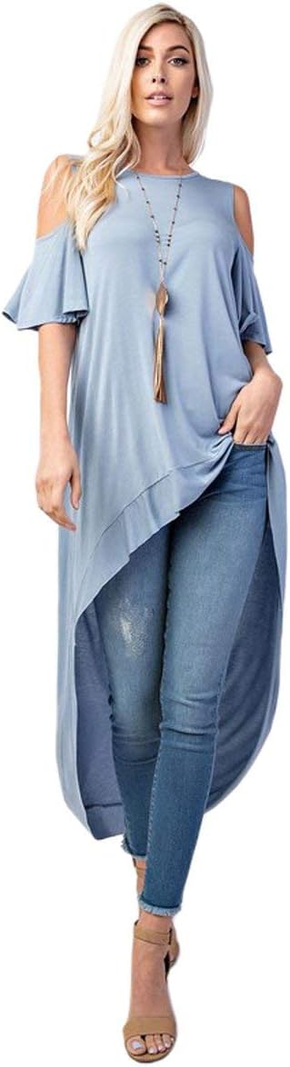 iconic luxe Women's Cold Shoulder High-Low Top