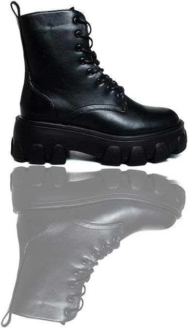 chunky lace up biker boots